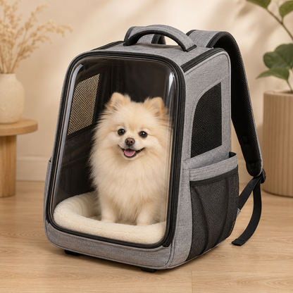 Clear View Pet Carrier Backpack – Breathable Travel Backpack for Small Dogs & Cats with Ventilated Mesh Panels & Soft Comfort Pad