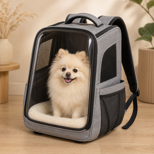 Clear View Pet Carrier Backpack – Breathable Travel Backpack for Small Dogs & Cats with Ventilated Mesh Panels & Soft Comfort Pad