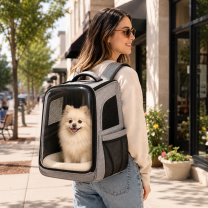 Clear View Pet Carrier Backpack – Breathable Travel Backpack for Small Dogs & Cats with Ventilated Mesh Panels & Soft Comfort Pad