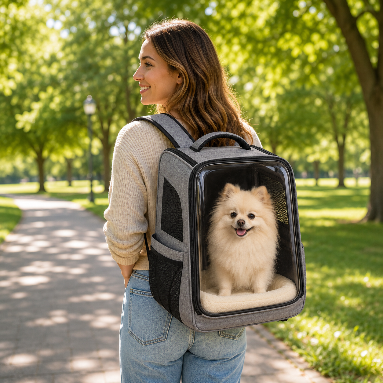 Clear View Pet Carrier Backpack – Breathable Travel Backpack for Small Dogs & Cats with Ventilated Mesh Panels & Soft Comfort Pad