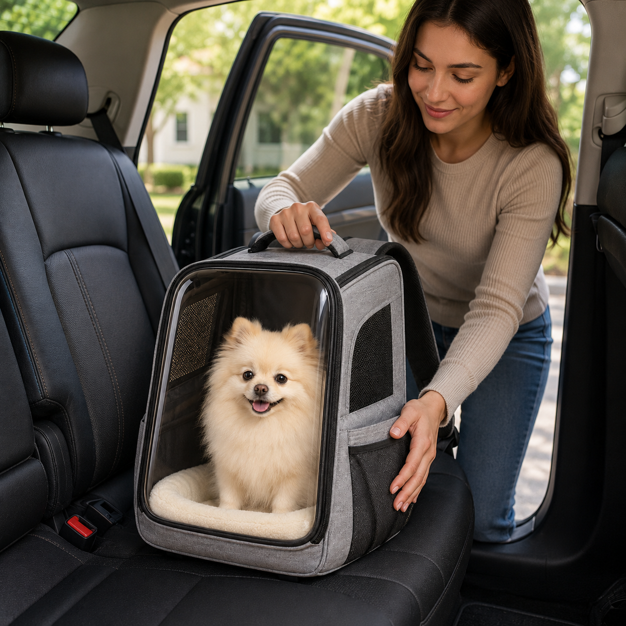 Clear View Pet Carrier Backpack – Breathable Travel Backpack for Small Dogs & Cats with Ventilated Mesh Panels & Soft Comfort Pad