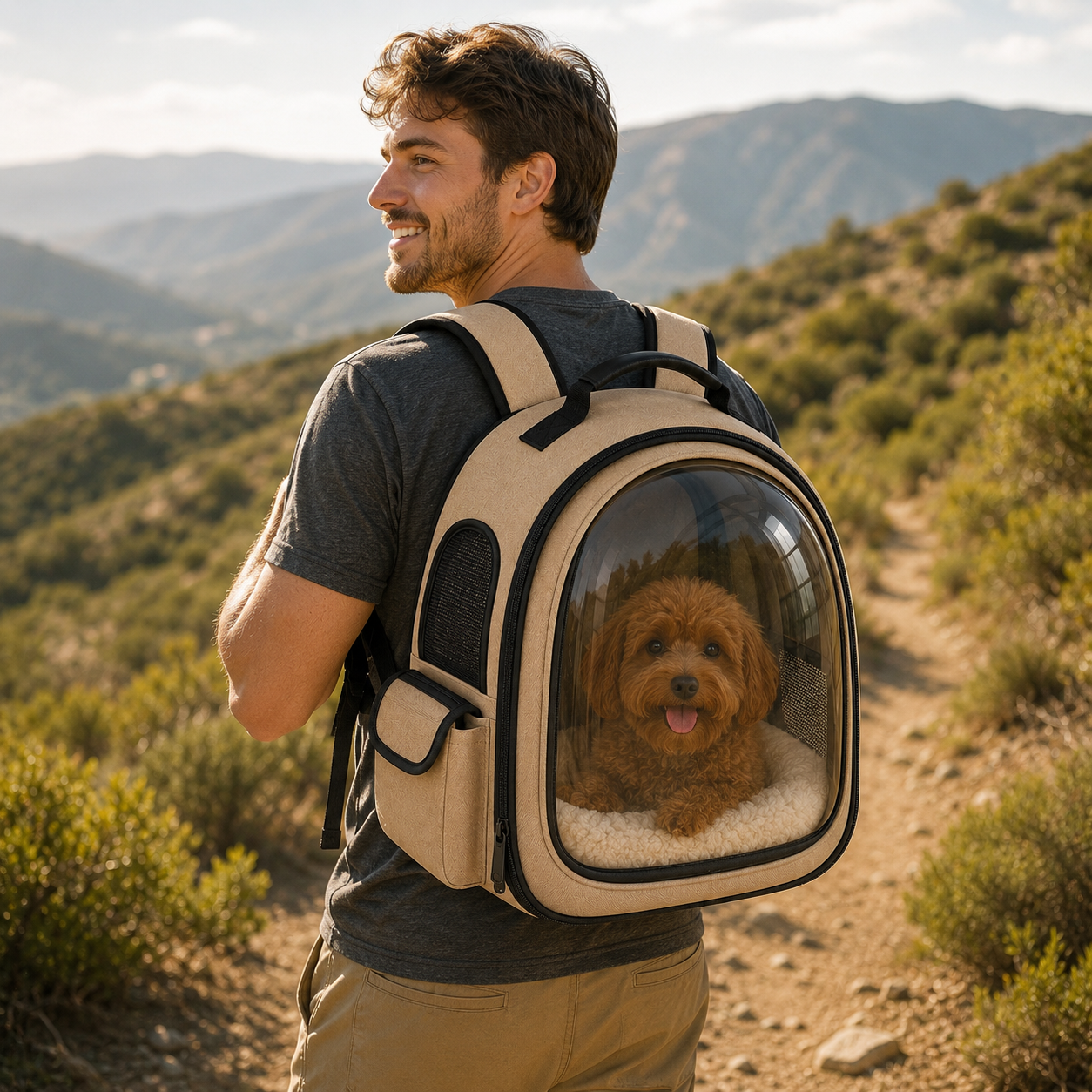 Transparent Bubble Pet Carrier Backpack for Cats & Small Dogs – Breathable Travel Backpack with Clear Window, Soft Plush Interior, Side Ventilation & Padded Shoulder Straps