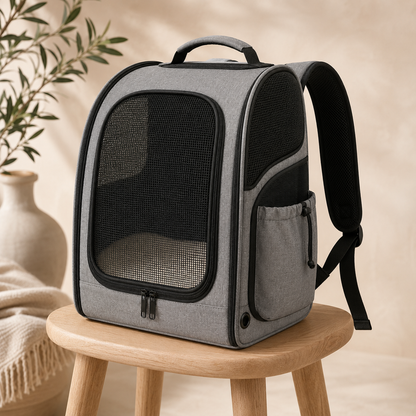 Clear View Pet Carrier Backpack – Breathable Travel Backpack for Small Dogs & Cats with Ventilated Mesh Panels & Soft Comfort Pad